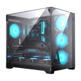 Hiditec SKY Torre PC Gaming ATX/mATX/ITX con Ventana Lateral, Iluminación Multi, USB Tipo C y Filtro Antipolvo - Negro