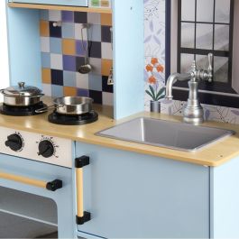 Deqube Cocina de Madera Premium 2 Módulos 72x30x84cm con Luz, Sonido, Fregadero, Horno, Microondas y Utensilios +3 Años