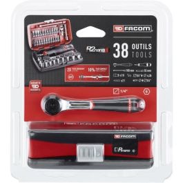 Facom Kit de Herramientas Completo con Trinquete 1/4", 10 Vasos Métricos 6 Puntos y 21 Puntas, 38 Piezas Facom Kit de Herramientas Completo con Trinquete 1/4", 10 Vasos Métricos 6 Puntos y 21 Puntas, 38 Piezas