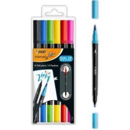 Bic Rotuladores Intensity Tip Felt Pens Punta Fina-Pincel Colores Surtidos Vivos Blíster 6 Ud