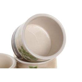 DKD Home Decor Macetero Cottage Set de 3 Verde Marron Ceramica 13.6 x 13.6 x 11.8 cm