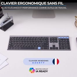 Bluestork BLU3760162054774 Teclado Inalámbrico AZERTY Metálico Silencioso Teclas Tipo Tijera