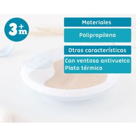 KioKids Plato Térmico con Ventosa Antivuelco Azul para Bebé +4 Meses