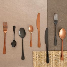 Quid Celebrart Set 24 Cubiertos de Mesa de Acero Inoxidable Negro con Acabado Brillo, 26 cm-2 mm, Aptos Lavavajillas y Duraderos Quid Celebrart Set 24 Cubiertos de Mesa de Acero Inoxidable Negro con Acabado Brillo, 26 cm-2 mm, Aptos Lavavajillas y Duraderos