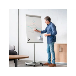 Rocada Pizarra Blanca para Conferencias Magnética Lacada con Ruedas y Brazos Laterales 68x104 cm