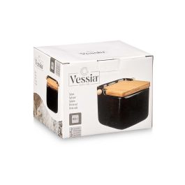 Salero de Cerámica Negro con Tapa de Bambú Vessia 14.5x11x12 cm (6 Unidades) Salero de Cerámica Negro con Tapa de Bambú Vessia 14.5x11x12 cm (6 Unidades)