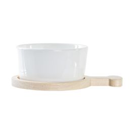 DKD Home Decor Set de 3 Aperitivo Navidad Tradicional, Bandejas/Platos de Gres y Bambú, Verde, Natural y Blanco, 31x11.7x4.7 cm