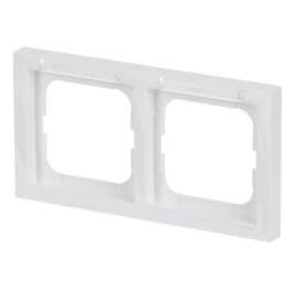 Busch-Jaeger BJ 1732-184 NSK Marco para 2 interruptores horizontal con ventana transparente, color blanco puro, termoplástico, diseño sin tornillos