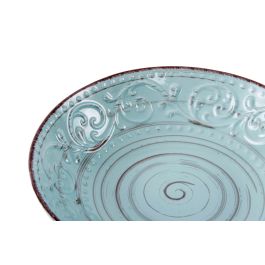 DKD Home Decor Plato Hondo Tradicional de Gres Azul 20x20x5 cm (Set de 6 Unidades) Apto para Microondas y Lavavajillas