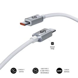 Subblim Cable Optimus USB C a USB C Carga Rápida 60W, 2m, Nylon Trenzado, Blanco