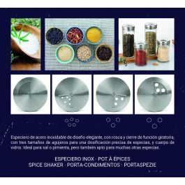 Especiero de vidrio e inoxidable Quttin 5x8 cm - Inde (24 Unidades) Especiero de vidrio e inoxidable Quttin 5x8 cm - Inde (24 Unidades)