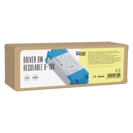 BX3 LIGHT Driver LED BX3-DRDIM0-10V-6W 6W, Fuente Alimentación 12-48VDC 300 mA Regulación 0-10V, Clase II, Para Downlights y Paneles LED