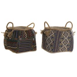 DKD Home Decor Cesta Boho Multicolor 30 x 30 x 30 cm (2 Unidades) Fibra Algodón Precio: 37.59000036. SKU: S3028693