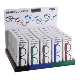 Eye Catcher Gafas de Lectura con Funda, Dioptrías desde +1 hasta +3, Expositor de 30 Unidades con Modelos y Colores Surtidos
