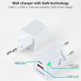 TOOQ CARGADOR DE PARED GaN USB-C/PD + USB-A/QC 30W TOOQ CARGADOR DE PARED GaN USB-C/PD + USB-A/QC 30W