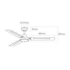 Edm Ventilador de techo mini industrial blanco Ø120cm, 5 velocidades, control de pared