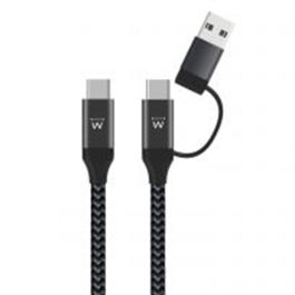 Ewent EW9918 Cable USB-C a USB-C / USB-A 1 Metro Carga Rápida 60W Power Delivery Quick Charge Trenzado Nylon
