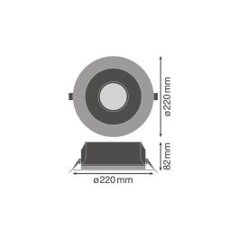 LEDVANCE LVE-4058075459250 Downlight LED 21W 2400Lm 3000K 65º IP54 Blanco Cálido Bajo Deslumbramiento UGR<19 Ideal Oficinas y Baños