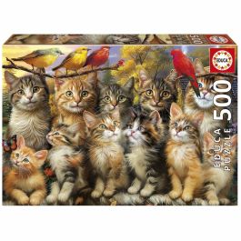 Educa EDU1747456935666 Puzzle Gatitos y Pájaros 500 piezas
