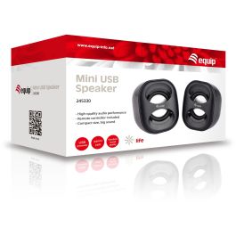 Equip Altavoces 2.0 Mini Negro para PC con Sonido Potente y Conexión USB/Jack 3.5mm