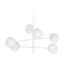 DKD Home Decor Lámpara Techo Urban Blanco 73 x 50 x 96 cm Metal Cristal Bolas 6 Bombillas E27