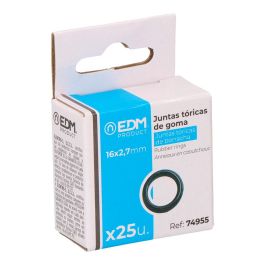 Edm Juntas Tórica de Goma para Conexión Rápida de Riego Ø 0,75 cm, Recambio, 25 Unidades, Color Negro