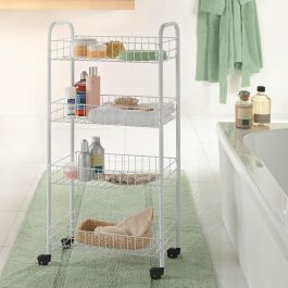Metaltex Carro multiusos 4 estantes con ruedas 41 x 23 x 84 cm alambre plastificado