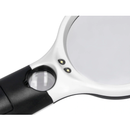 Q-connect Lupa Eléctrica de Mano con Luz LED, Aro ABS, Lente 70 mm, 3 Aumentos, 3 Bombillas LED