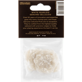 Dunlop Pack 12 Púas Genuine Celluloid Thin Blanco Perlado