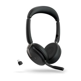 Jabra Evolve2 65 Flex Link380c MS Auriculares Estéreo Inalámbricos con Carga, ANC Híbrido y Diseño Plegable