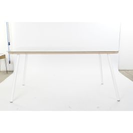 DKD Home Decor Mesa Comedor Terraza Jardín Beige Blanco 160x90x75cm Aluminio Poliéster Cuerda Cristal Set 7 Piezas