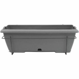 Garden Id 12228969 Macetero con Soporte Metálico y Bandeja Integrada Teramo Negro-anth 50 cm Efecto Piedra Reciclado/Reciclable