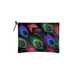 DKD Home Decor Funda para iPad Glam Multicolor Negro de Nylon, Poliéster y PU 36x28x2 cm Colección Peacock