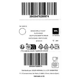 Plato Hondo Albus Monaco Brillo 21 cm - Inde (12 Unidades) Plato Hondo Albus Monaco Brillo 21 cm - Inde (12 Unidades)