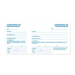 Liderpapel Talonario Comunidad 106 Tres en Folio con IVA Original 205 x 102 mm