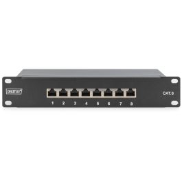 Digitus Patchpanel 1U 8-Port Cat6 ClassE apantallado RJ-45 negro para montaje en rack