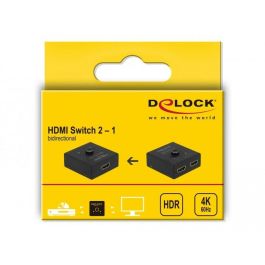 DELOCK Conmutador HDMI 2 a 1 Bidireccional 4K 60Hz Compacto Negro 3840x2160 Pixeles