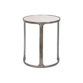 DKD Home Decor Alu antik 23 Mesita Auxiliar, Blanco Gris, Set de 3 Piezas, 45.5 x 56 x 45.5 cm