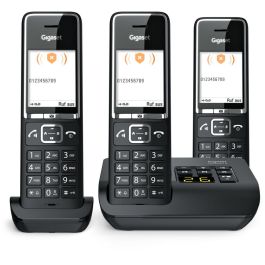 Gigaset COMFORT 550A Teléfono Inalámbrico Trio Negro con Contestador Automático y Altavoz, 200 Contactos