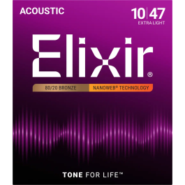 ELIXIR Juego Acústica Nanoweb 80/20 Bronze XL 10-47 Cuerdas para Guitarra Precio: 17.5000001. SKU: B124SENPGH