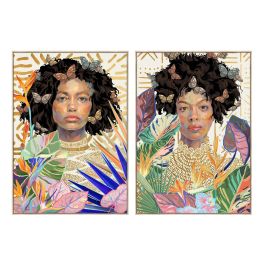 DKD Home Decor Cuadro Colonial Africana Multicolor 140 x 100 x 4 cm Lienzo y PS (Pack de 2 Unidades)
