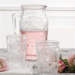 Bormioli Rocco Jarra Agua Romantic Vidrio 190 cL Transparente con Relieve, Fabricada en Italia, Apto Lavavajillas, Higiénica y No Porosa