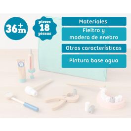 KioKids Juguete Set de Dentista de Madera Educativo con Accesorios, Maletín, Dientes y Caries para Niños +36 meses Multicolor