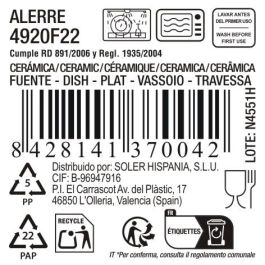 La Mediterranea Fuente Oval Alerre, Plato Grande de Servir, Dimensiones 33.8 x 15.3 x 2.5 cm, 697 g, Material Md (12 Unidades)