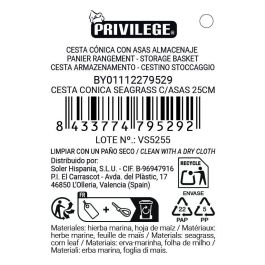 Inde Cesta Cónica Seagrass con Asas 25.9 x 28.2 x 24.7 cm