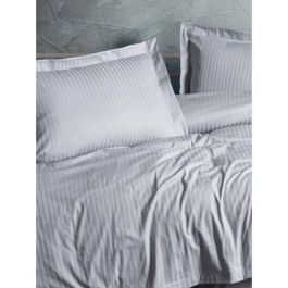 ASI8684282421856 Juego de Cama 100% Algodón Satén Gris con Funda Nórdica 220x240 cm y 2 Fundas Almohada 60x60 cm