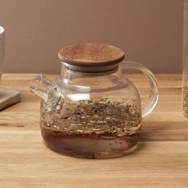Home Deco Factory Tetera de Vidrio Borosilicato y Acacia 900 ml con Filtro para Té de la colección Cocooning