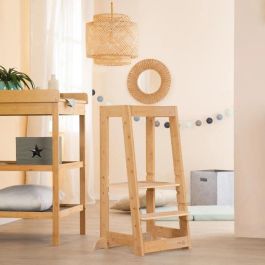 Roba ROB1697559591163 Torre de Aprendizaje Montessori Bambú FSC Ajustable 3 Niveles hasta 80 Kg Natural