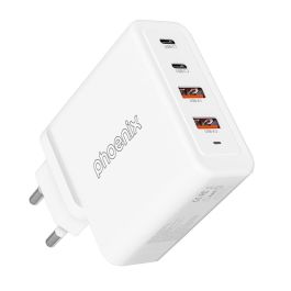 Phoenix technologies Cargador 100 W Gan USB Tipo C para Laptops, Tablets y Dispositivos Varios, 2 USB-C y 2 USB-A