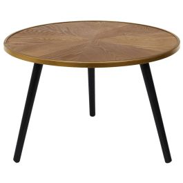 Home Deco Factory Juego de 2 Mesas Nido Lounge Grande d.60cm x h.40cm Pequeña d.40cm x h.33cm Madera Patas Negras Ribete Dorado